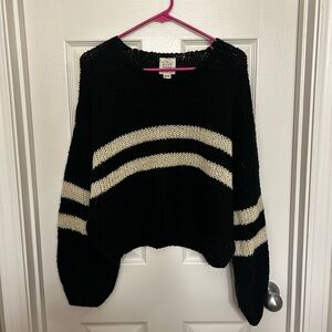 Billabong Black and White Striped Crop Sweater